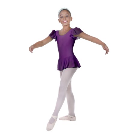 Girls Flutter Sleeved Leotard With Skirt Full Lining, Lycra Matt Burgundy
