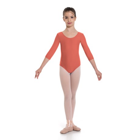 Girls 3/4 Sleeved Leotard, Lycra Matt Angora