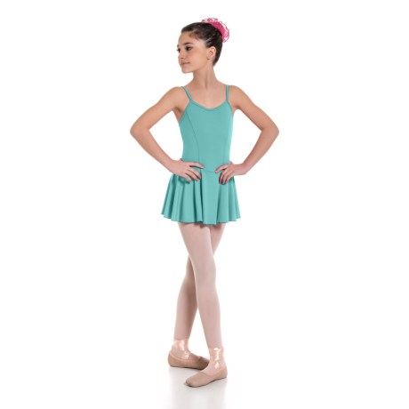 Girls Camisole Princess Seam Leotard With Skirt, Lycra Matt Frozen