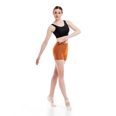 Female Waist Band Fitted Short, Cotton - Elastane, Orange