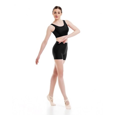 Female Waist Band Fitted Short, Cotton - Elastane, Black