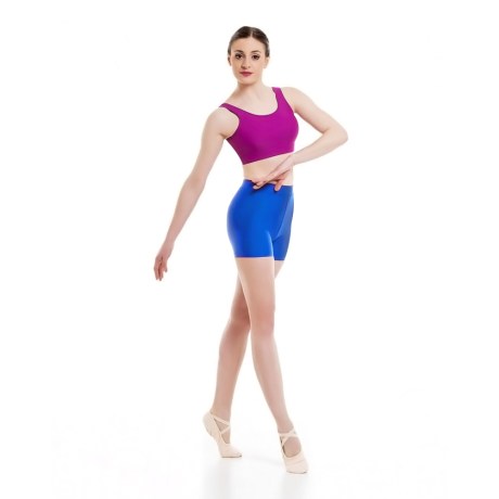 Female Waist Band Fitted Short, Lycra Matt, Electric Blue