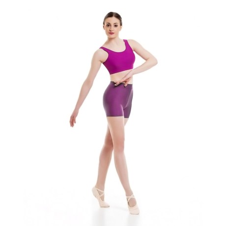 Female Waist Band Fitted Short, Lycra Matt, Violet