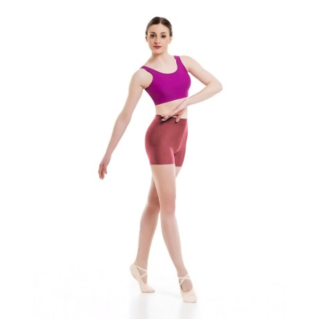 Female Waist Band Fitted Short, Lycra Matt, Flamingo