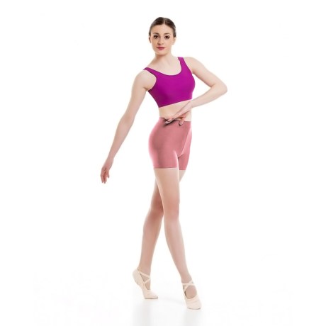 Female Waist Band Fitted Short, Lycra Matt, Rosa Antiko