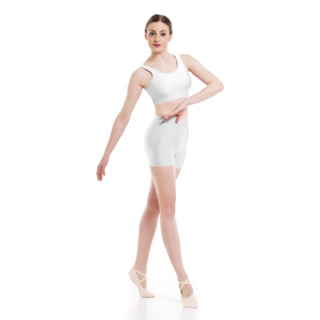 Girls Waist Band Fitted Short, Cotton - Elastane White