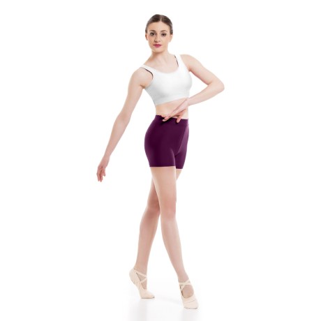 Girls Waist Band Fitted Short, Lycra Matt, Burgundy