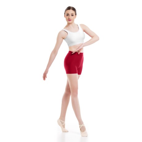 Girls Waist Band Fitted Short, Cotton - Elastane Red