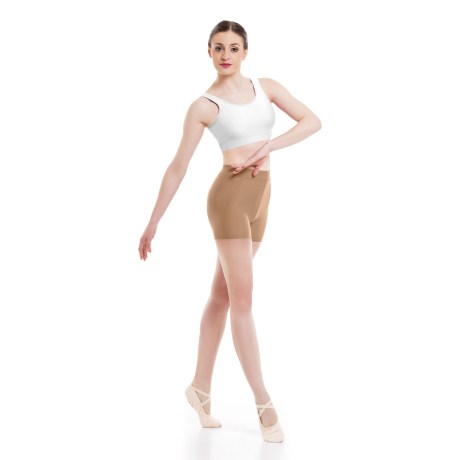 Girls Waist Band Fitted Short, Lycra Matt, Nude