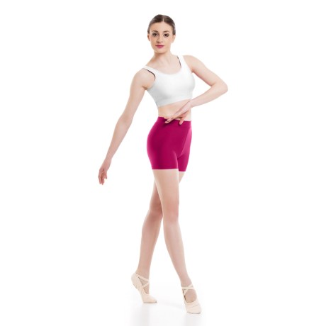 Girls Waist Band Fitted Short, Cotton - Elastane Fuchsia