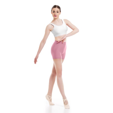 Girls Waist Band Fitted Short, Lycra Matt, Soft Pink