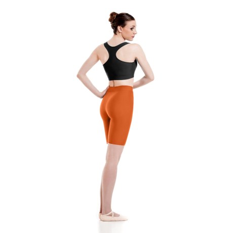 Waist-Band Fitted Cycling Shorts Cotton - Elastane, Orange