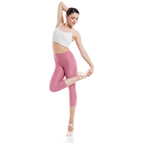 Female Waistband Fitted Capri Leggings, Lycra Matt Soft Pink