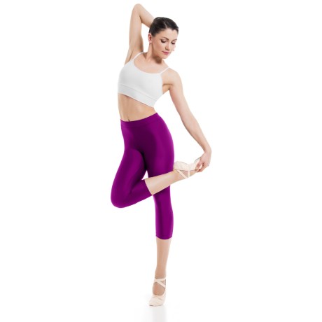 Female Waistband Fitted Capri Leggings, Lycra Matt Bouganville
