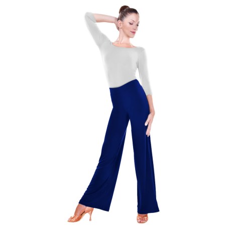 Female Waistband Fitted Straight Leg Pant, Super Jersey Electric Blue