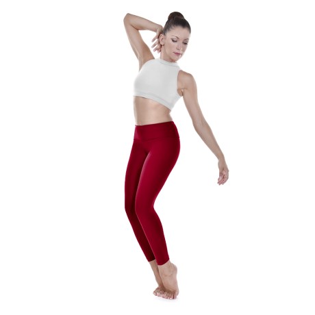 Female Active Fitted Ankle Legging, Lycra Matt Masai Red