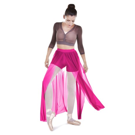Female Delicated Short Builted Chiffon Splited Rippled Stripes, Lycra Matt Minnie
