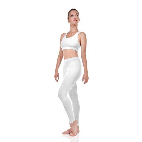 Female Active Fitted Ankle Leggings With Pocket In Waistband, Lycra Matt White