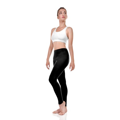 Female Active Fitted Ankle Leggings With Pocket In Waistband, Lycra Matt Black