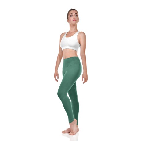 Female Active Fitted Ankle Leggings With Pocket In Waistband, Lycra Matt Army