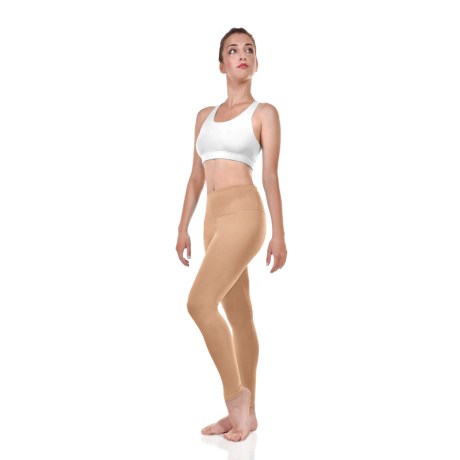 Female Active Fitted Ankle Leggings With Pocket In Waistband, Lycra Matt Nude
