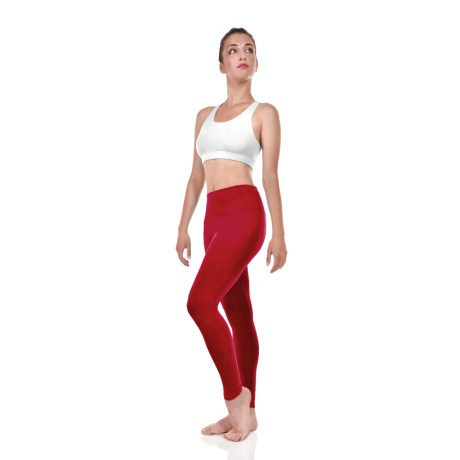 Female Active Fitted Ankle Leggings With Pocket In Waistband, Lycra Matt Masai Red
