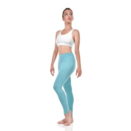 Female Active Fitted Ankle Leggings With Pocket In Waistband, Lycra Matt Ciprian Blue