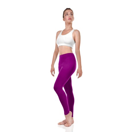 Female Active Fitted Ankle Leggings With Pocket In Waistband, Lycra Matt Bouganville