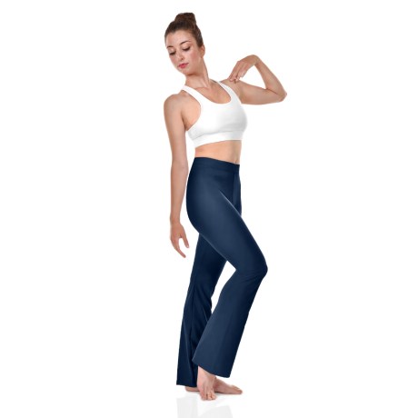 Female Low Waist Fitted Jazz Pants, Lycra Matt Blueberry