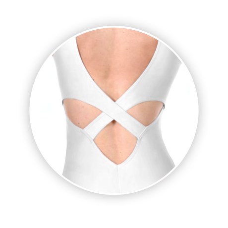 Female Tank Unitard Criss Cross Back Straps Bra Lining, Meryl Black