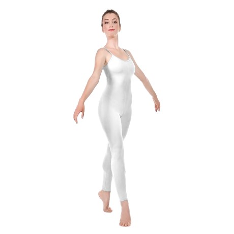 Female Camisole Unitard With Cut Out Back Bra Lining, Cotton - Elastane White