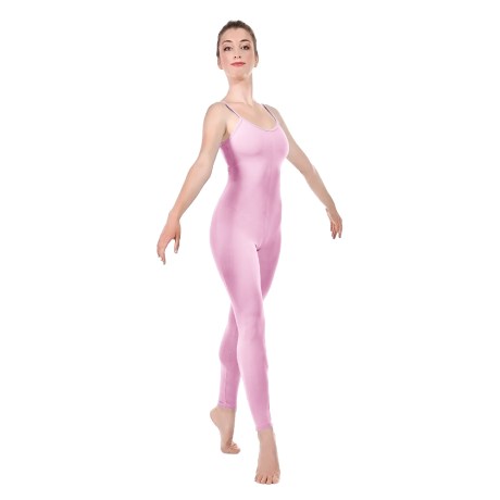 Female Camisole Unitard With Cut Out Back Bra Lining, Cotton - Elastane Light Pink