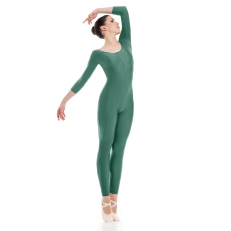 Female 3/4 Sleeved Unitard, Lycra Matt, Army