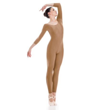 Female 3/4 Sleeved Unitard, Lycra Matt, Nude