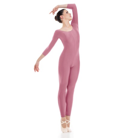 Female 3/4 Sleeved Unitard, Lycra Matt, Soft Pink