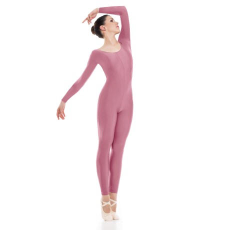 Female Long Sleeved Unitard, Lycra Matt Soft Pink