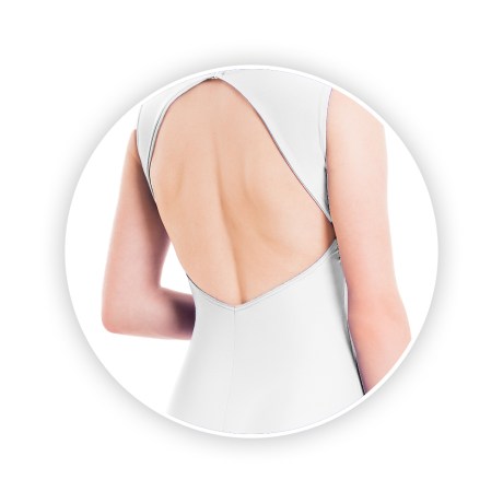 Female Twisted Shoulder Pleated Double Front Low Back Unitard, Cotton - Elastane White