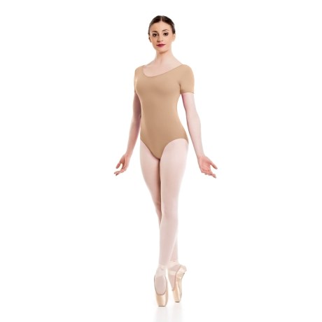 Female Short Sleeved Leotard, Lycra Matt Nude