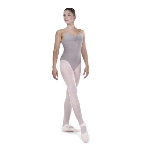 Female Empire Camisole Leotard Pinched Front, Cotton - Elastane Light Grey