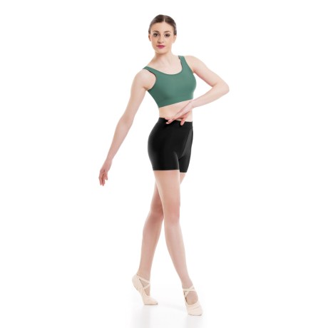 Girls Tank Crop Top, Lycra Matt Army