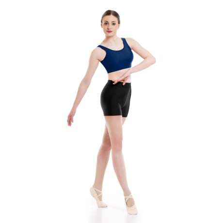 Girls Tank Crop Top, Lycra Matt Blueberry
