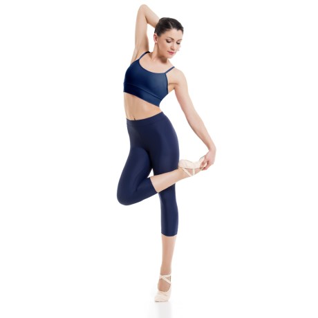 Female Camisole Crop Top With Yoke, Lycra Matt Blueberry