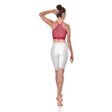 Female Camisole Crop Top Mesh Back Panel, Lycra Matt Masai Red