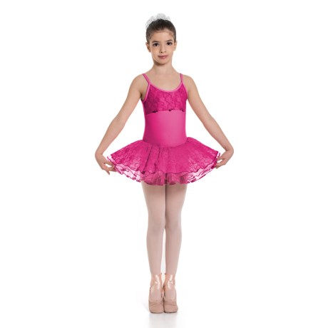 Girls Camisole Leotard With Tulle Lace Skirt Upper Lace Bodice, Meryl Minnie