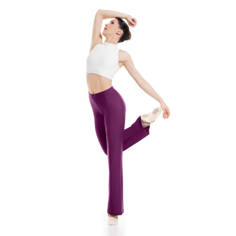 Female Straight Leg Pants with Elastic Waist Band, Lycra Matt Burgundy