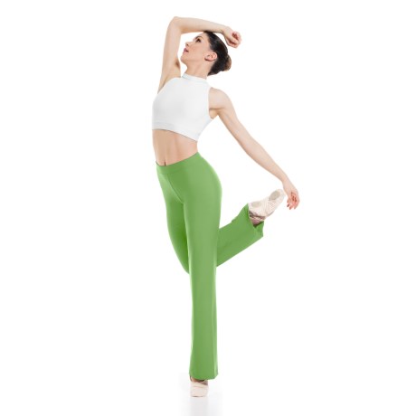 Female Straight Leg Pants with Elastic Waist Band, Cotton - Elastane Kiwi