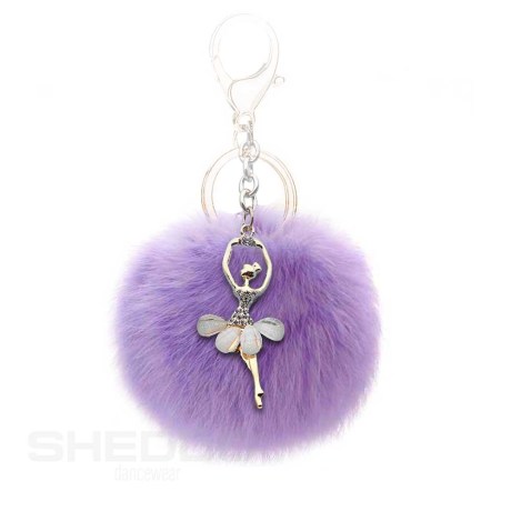 Ballerina Keychain With Strass, Lilac Pom Pon