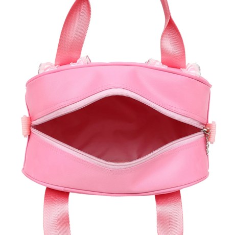 Children's Duffel -Hand or Shoulder- Dance Bag with Pink Silver Tulle