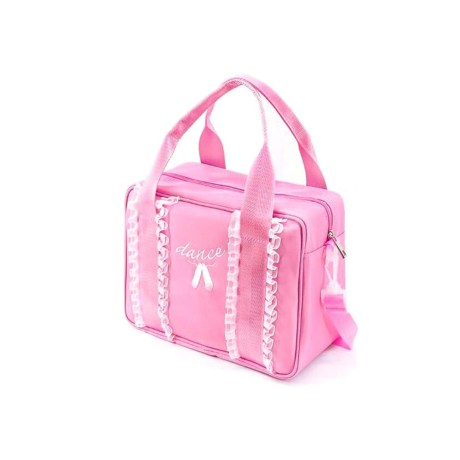 Children's Duffel -Hand or Shoulder- Dance Bag with Pink Silver Tulle