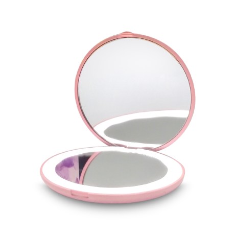 Portable Mini Mirror with Led Ring & Magnification x2